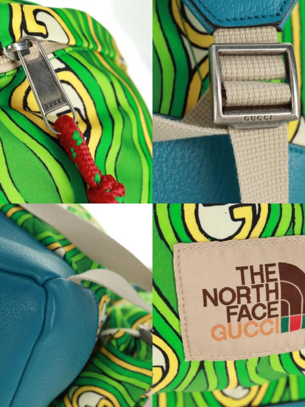 GUCCI The North Face Backpack Nylon Green Silver 650294 Auth 170794SAM - Picture 14 of 15
